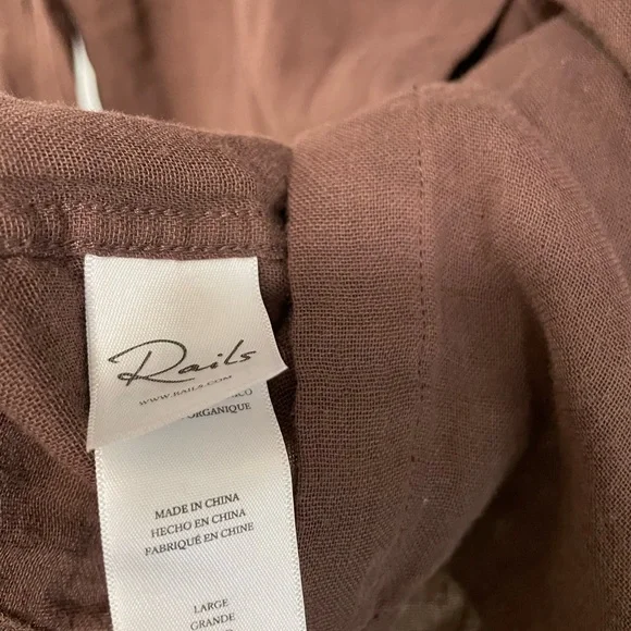 NWT Rails Chocolate Brown Button-Up Women's Top Light cotton Large - Picture 8 of 10